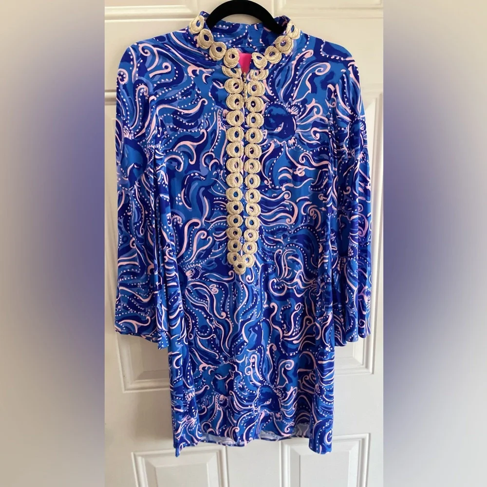 🚫SOLD🚫NWT Lilly Pulitzer Gracelynn Stretch Dress In Coastal Blue Whispurr💙 - Picture 4 of 16